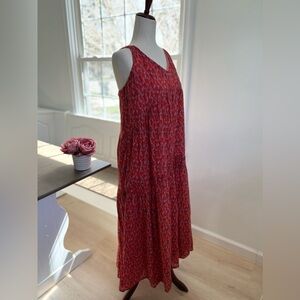 NWT Joie Tea Rose Printed Fully Lined 100% Cotton Sleeveless Tiered Maxi Dress